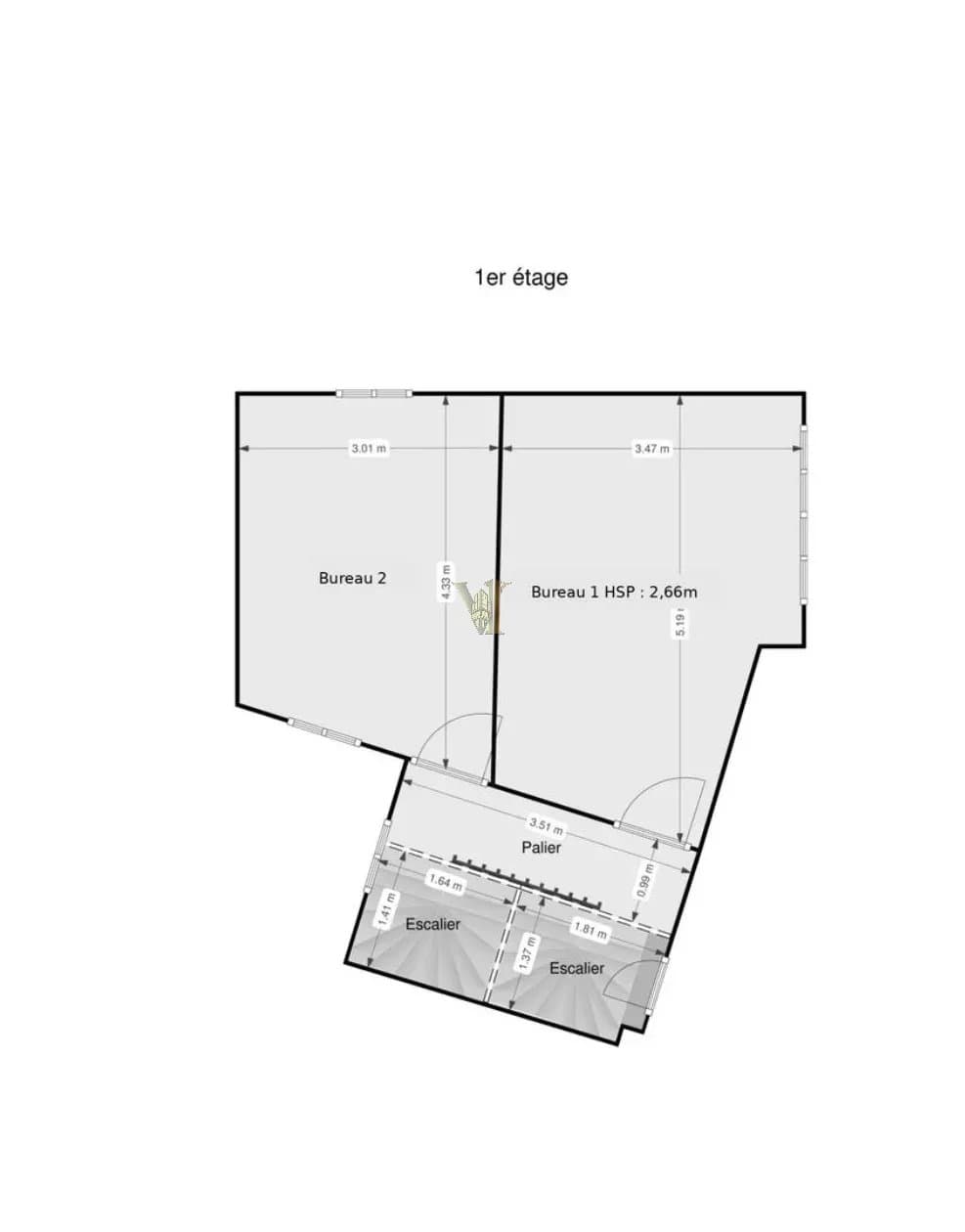 À louer – Hôtel particulier de bureaux- R+3  – 165 m² – Paris 17ᵉ