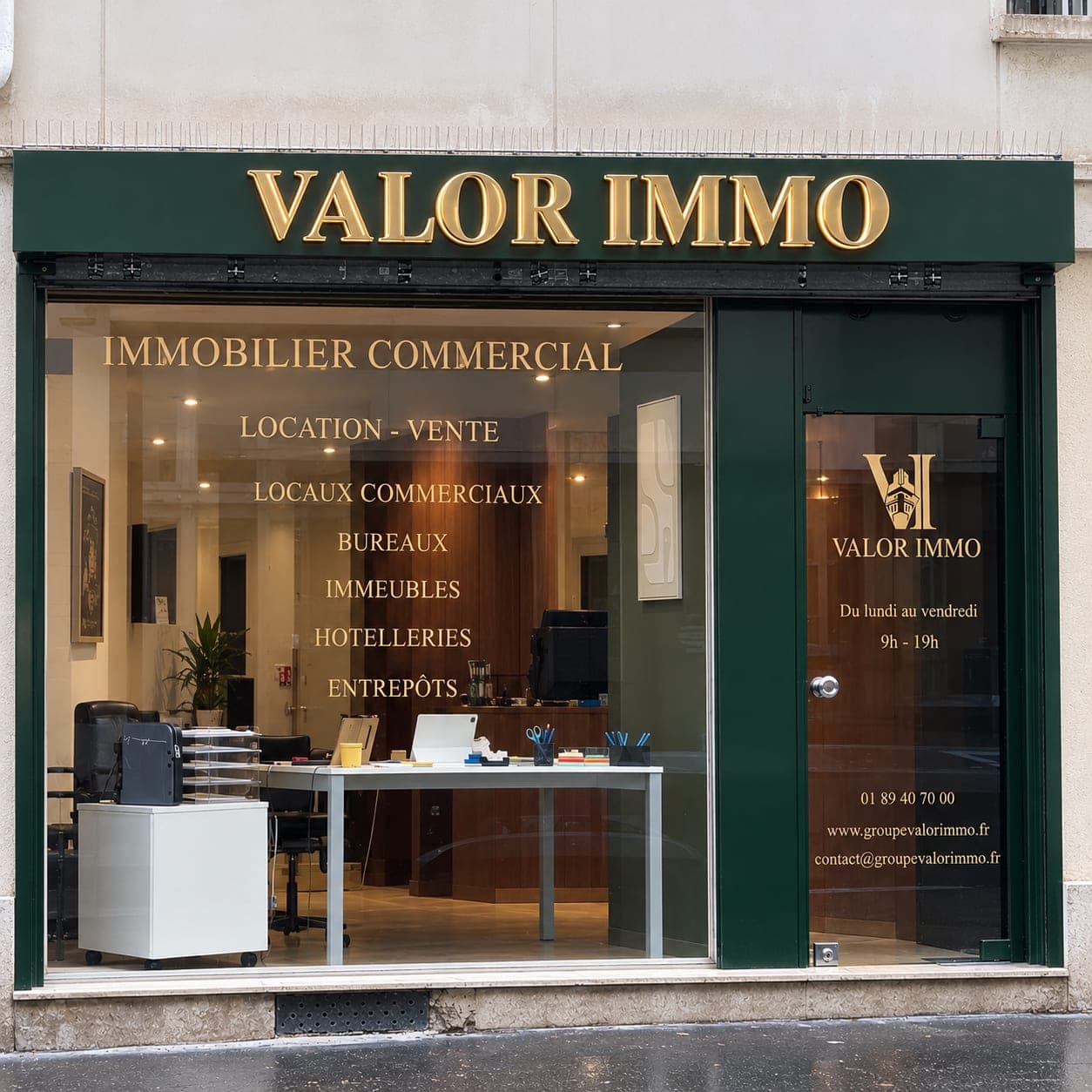 Façade de l'agence VALOR IMMO, 96 rue Boileau, Paris 16e